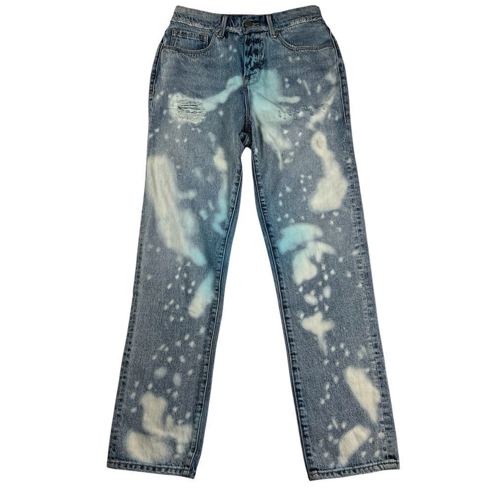 Good American High Rise Bleach Splatter Jeans GVFW79 RT Blue 544 Size 2/26